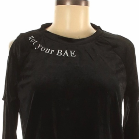 NWT Material Girl Black Velour Sweater Size M - Picture 5 of 5